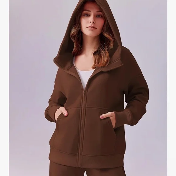 Brown Women's Hoodie and Pants Set - Picture 4 of 5